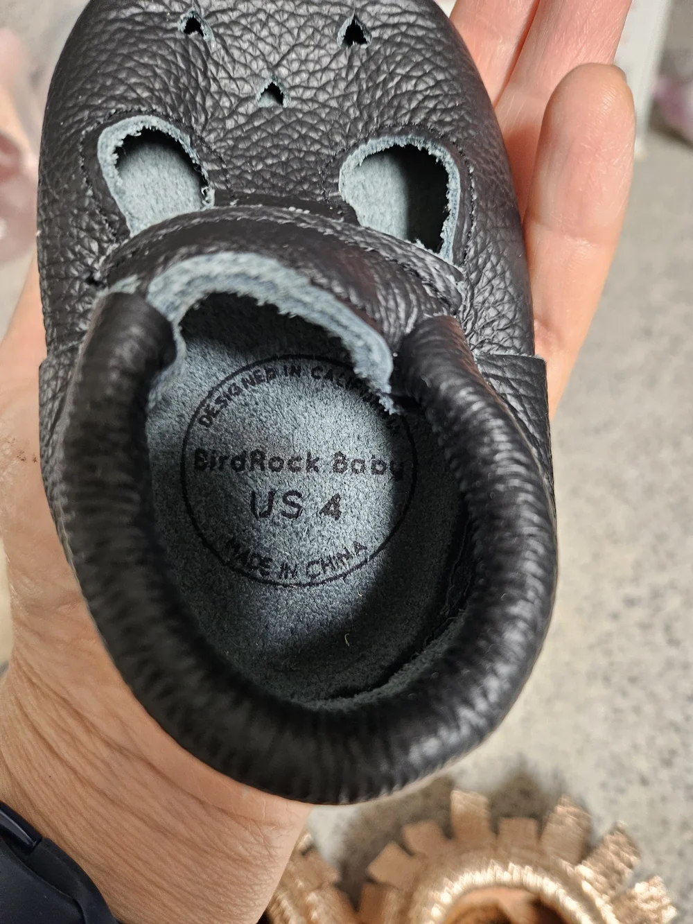Freshly Picked Black and Rose Gold Baby Moccasins - Pair Set